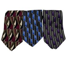 Ziggurat BY Mulberry Neckwear LOT Of Three Mens Neck Tie's 100% Silk Various